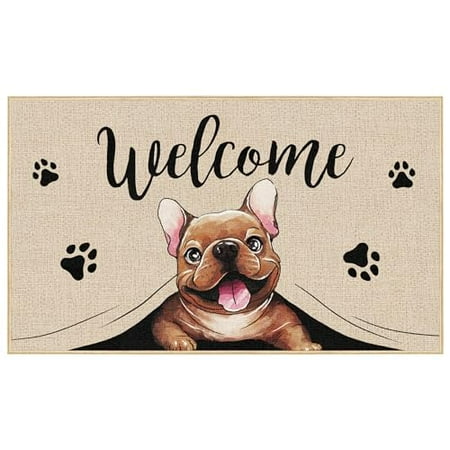 

30*17inches Heyfibro Welcome Dog Door Mat Non Slip Golden Retriever Dog Entrance Floor Mat Cat Footprint Entrance Mat Rubber Kitchen Doormat for Indoor Holiday Decoration