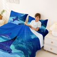 thumbnail image 3 of jejeloiu Sea Animal Stingray Bed Sheets,Coastal Ocean Style Full Size Sheets For Boys,Blue Black,4-Piece,1 Flat Sheet, 1 Fitted Sheet and 2 Pillowcases, 3 of 6