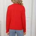 thumbnail image 3 of Women Cute Heart Sweaters Crew Neck Valentines Day Sweater Long Sleeve Casual Ribbed Knit Pullover Top Red, L, 3 of 7