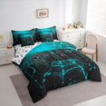 thumbnail image 3 of Manfei Gamer Gaming 7 Pieces Bedding Comforter Set,Modern Gamepad Full Bedding Set,Black Blue Fitted Sheet Flat Sheet For Teens,Breathable Home Decor Reversible, 3 of 8