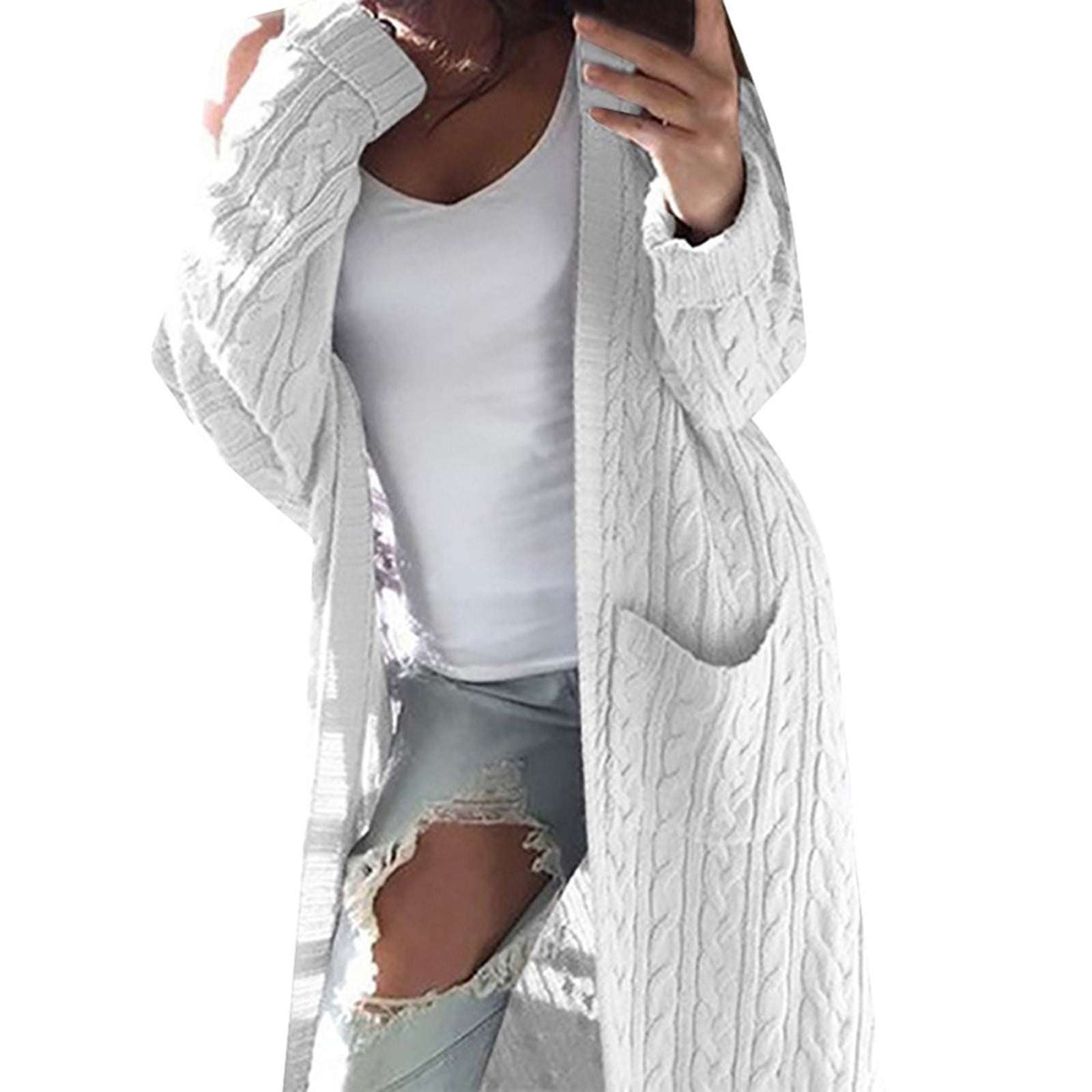 Long Womens Coat Womens Knit Long Sleeve Open Front Cardigan Coat