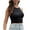 Black, variant on Womens Fall Fashion 2022! QLEICOM Sweaters for Women, Women‘s Casual Fashion Sleeveless Halter Neck Cutout Super Short Round Neck Vest Tops Blouse On Clearance