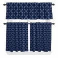 thumbnail image 2 of Kitchen Window Curtains Valance and Tier Set, Navy Blue Plaid Diamond Rod Pocket Tier Curtain Valance Set, Minimalist Style Light Filtering Cafe Curtains for Bedroom Living Room, 2 of 9