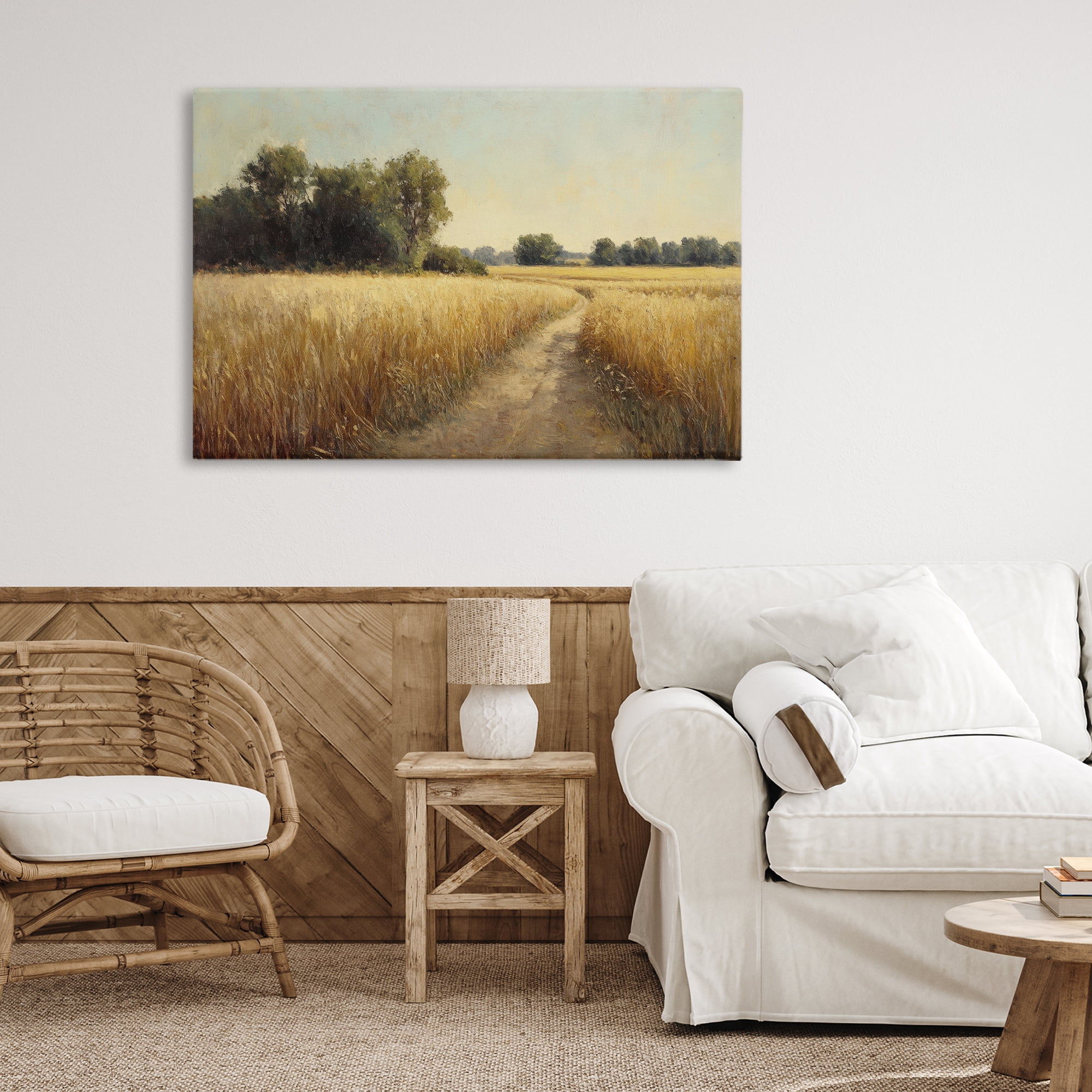 Stupell Industries Sunlit Country Wheat Path Canvas Wall Art, design by Petal Prints Design