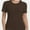 Brown, variant on Women's Crew Neck Ribbed Fitted Shirt Basic Short Sleeves Summer T Shirt Tops