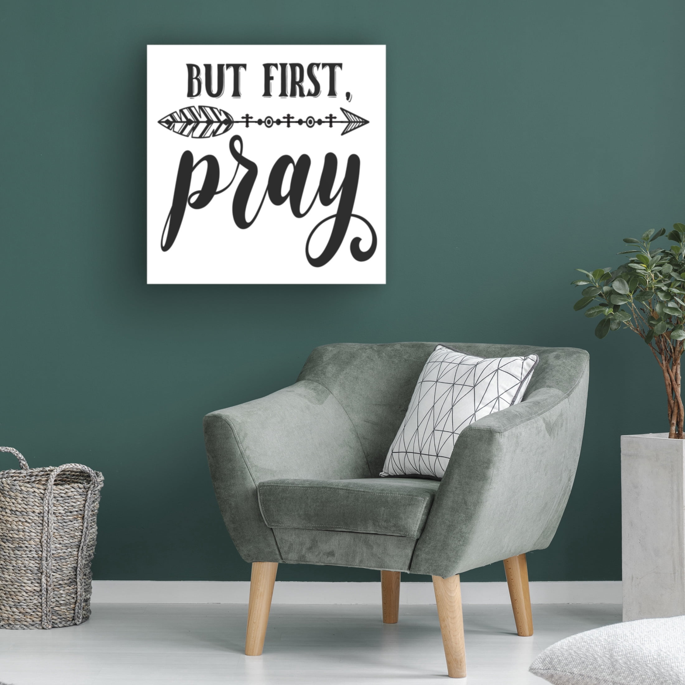 Canvas Wall Art - Jean Plout 'Christian Typography A' Wall Art for Living Room, Bedroom, or Office Décor by Trademark Fine Art - 18 x 18 Inches