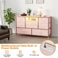thumbnail image 5 of Garvee 8-Drawer TV Stand with LED Light for 55" TV, Dresser Chest of Drawers for Bedroom Living Room，Wood Top & Fabric Drawer Storage Organizer with Power Outlet for Entryway, Pink, 5 of 9