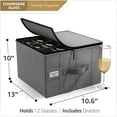 thumbnail image 3 of Sorbus China Storage Containers for Champagne Flute Glasses with Lid – Dinnerware Organizer Holds Service for 12 with Felt Protectors, Gray, 3 of 6