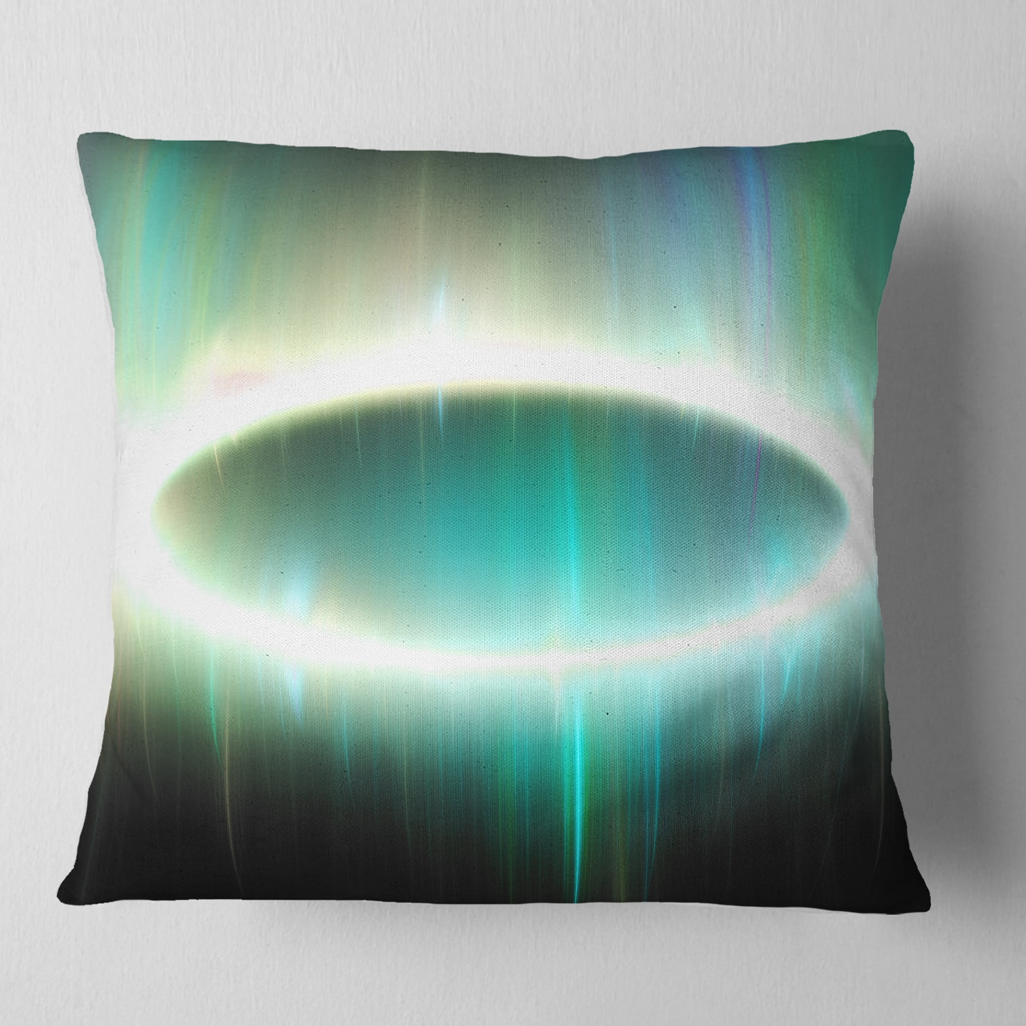 Designart Large Green Oval Fractal Light - Abstract Throw Pillow - 18x18