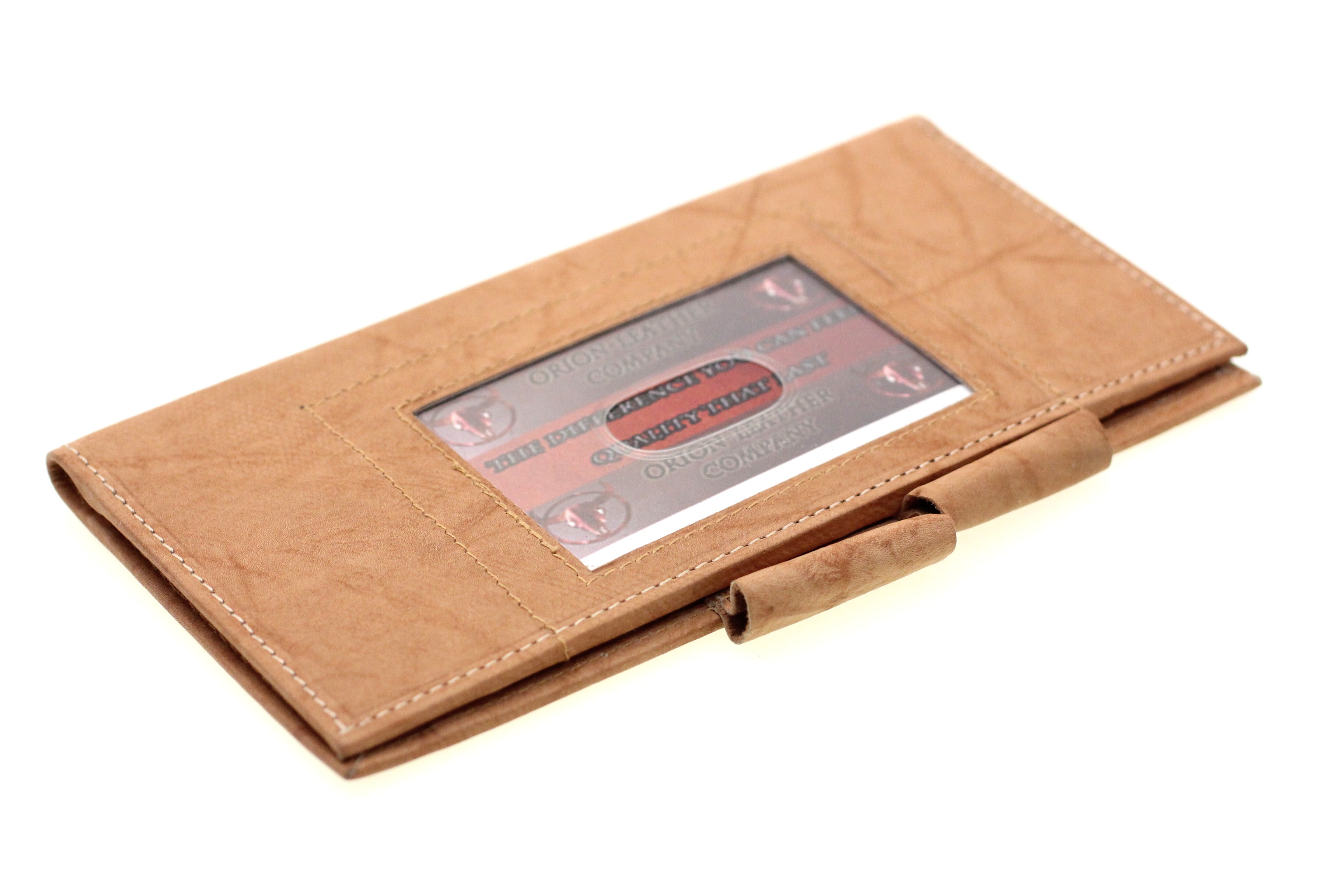 Black Cowhide Leather Checkbook Cover Simple Card Wallet Men Women 