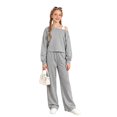 thumbnail image 3 of Grblisyd Tween Girls Clothes Off Shoulder Sweatshirt Top and Wide Leg Pants 2 Piece Outfit Set, 3 of 4