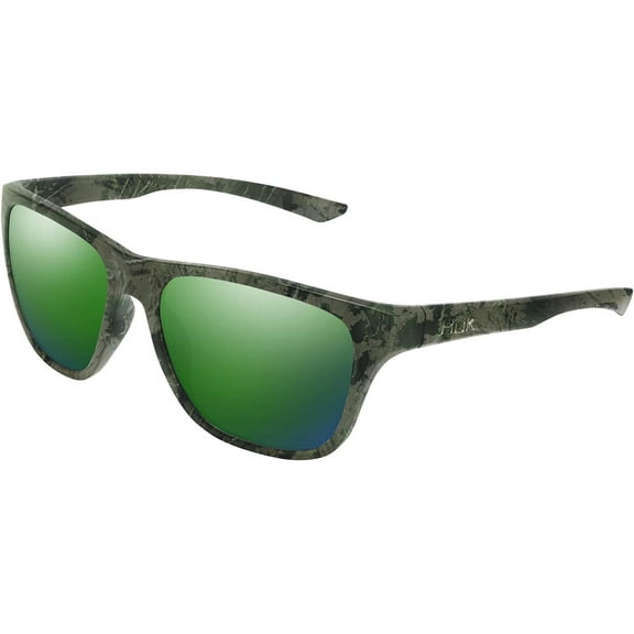 Huk Men's Swivel Polarized Sunglasses Matte Souther Tier Subphantis Frame Green Mirror Lens