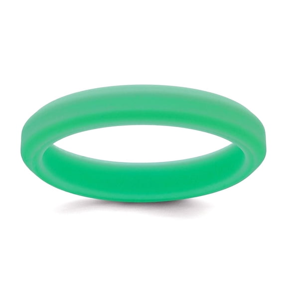 Silicone Mint Green 4mm Ridged Edge Band Size 5 Ring for Women and Men