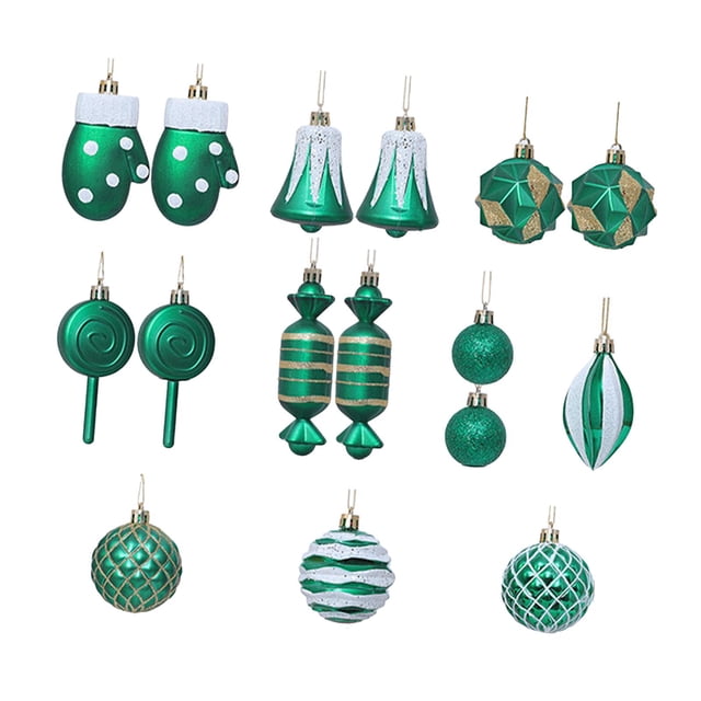 Juego de 16 bolas de Navidad Soledad decoración Verde hierba