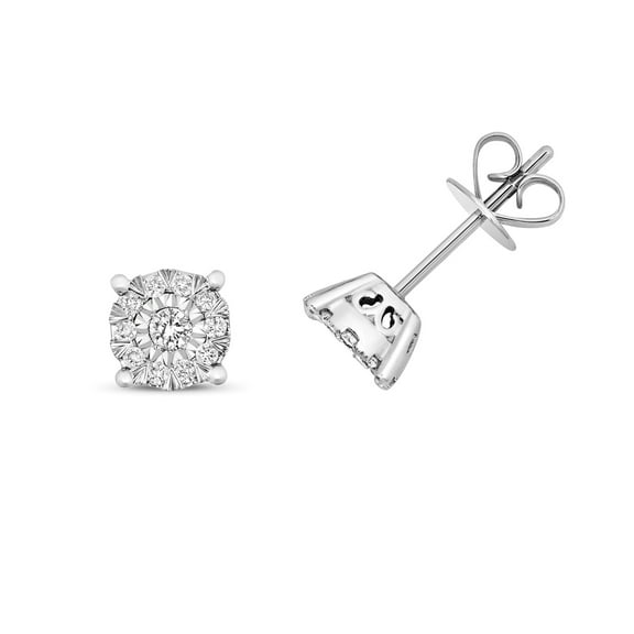 Beautiful 9k White Gold Women Diamond Stud Earrings Brilliant Cut 0.23 Carat GH - I1 - 6mm*6mm