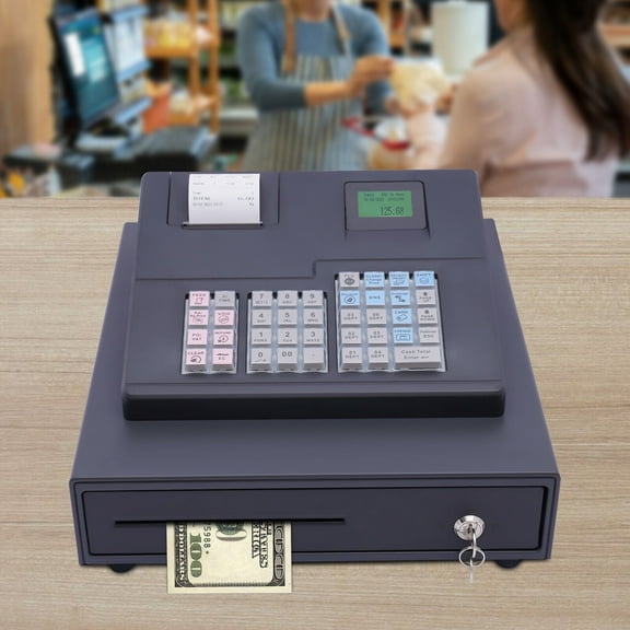 ECR600 All-in-One Thermal Cash Register with Built-in 9-Slot Cash Drawer, Standalone & PC Connect via USB/RS232 for Retail Stores