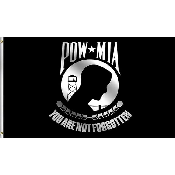 Pow Mia Flag 2x3 FT Double Sided Pow Flags-You Are Not Forgotten Prisoner of War Flag-Memorial Veterans Armed Forces Military Flag Banner with 2 Brass Grommets for Indoor Outdoor