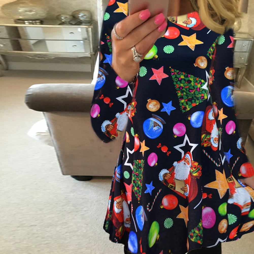 womens christmas print dress