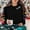Black, variant on Lopecy-Sta Women's Christmas Merry Print Crewneck Sweatshirt, Fleece-Lined Long Sleeve Casual Pullover for Holiday Party Daily Wear Green L