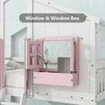 thumbnail image 6 of Bellemave Twin over Twin House Bunk Bed with Roof and Door Twin Low Bunk Bed with Windows and Window Box Wooden Montessori Bunk Bed Floor Bunk Bed, White + Pink, 6 of 11