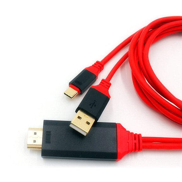 CTIRCHIU Type-C Adapter Cable 2 in 1 for Phone Use Red 4kx2k Ultra Resolution Output and Charging USB