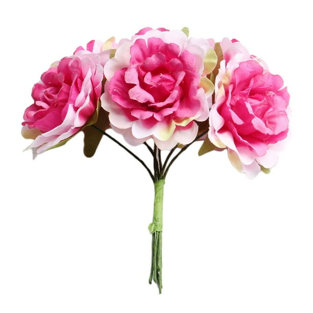 6 Cabezas 3 Cm / 4 Cm / 5 Cm Seda Rosa Estambre Artificial Ramo de Flores para Scrapbooking Boda Decorativa Bricolaje Artesanía Flores Ramo Rosa roja
