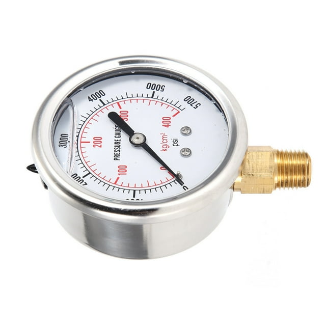 Fuel Pressure Gauge Silver Fuel Pressure Liquid Filled Gauge Thread Measuring Fluid Read Accuracy For Metallurgy Electric Power Petroleum Chemical Industry