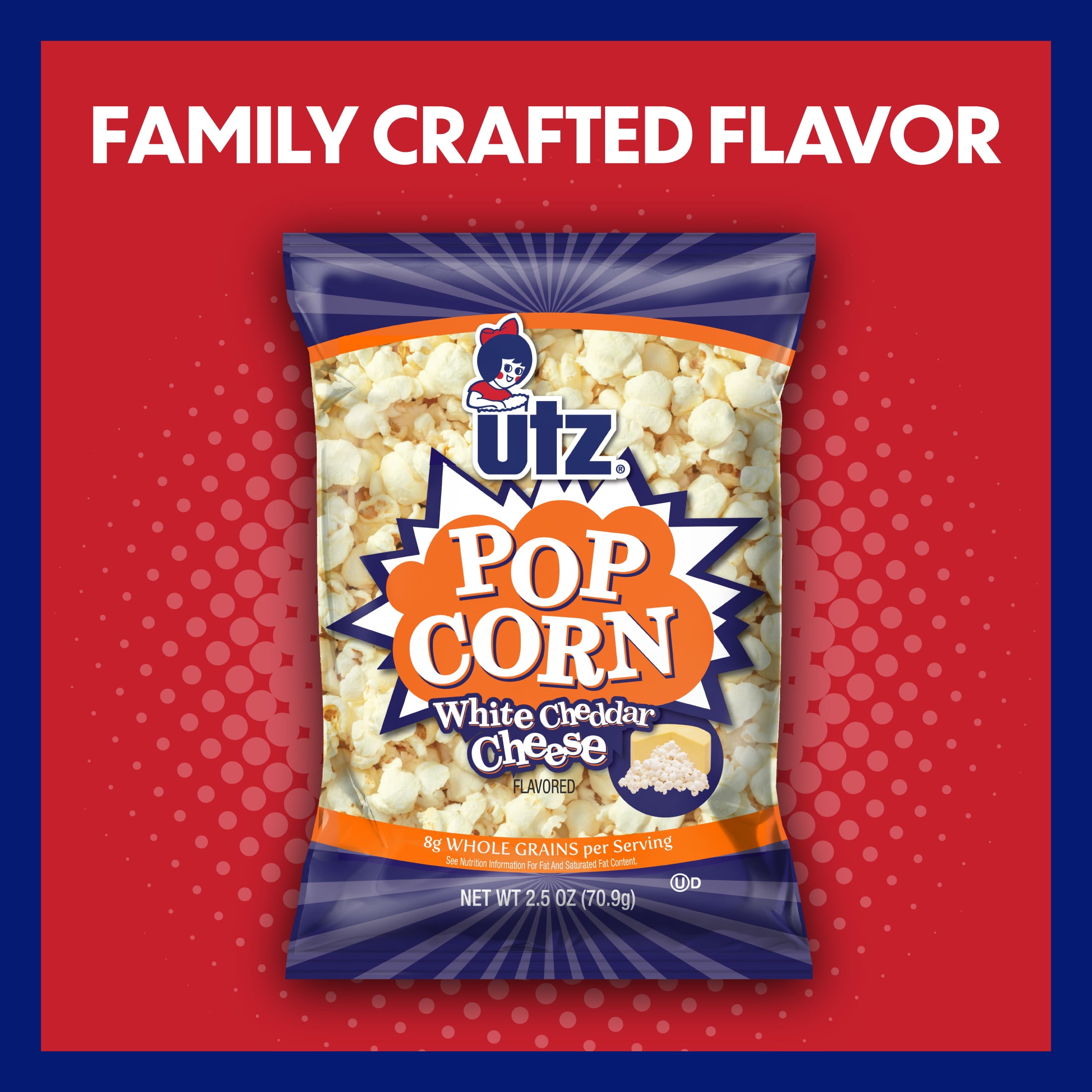 Utz White Cheddar Popcorn, 2.5 oz Single Size Salty Snack Bag - Walmart.com