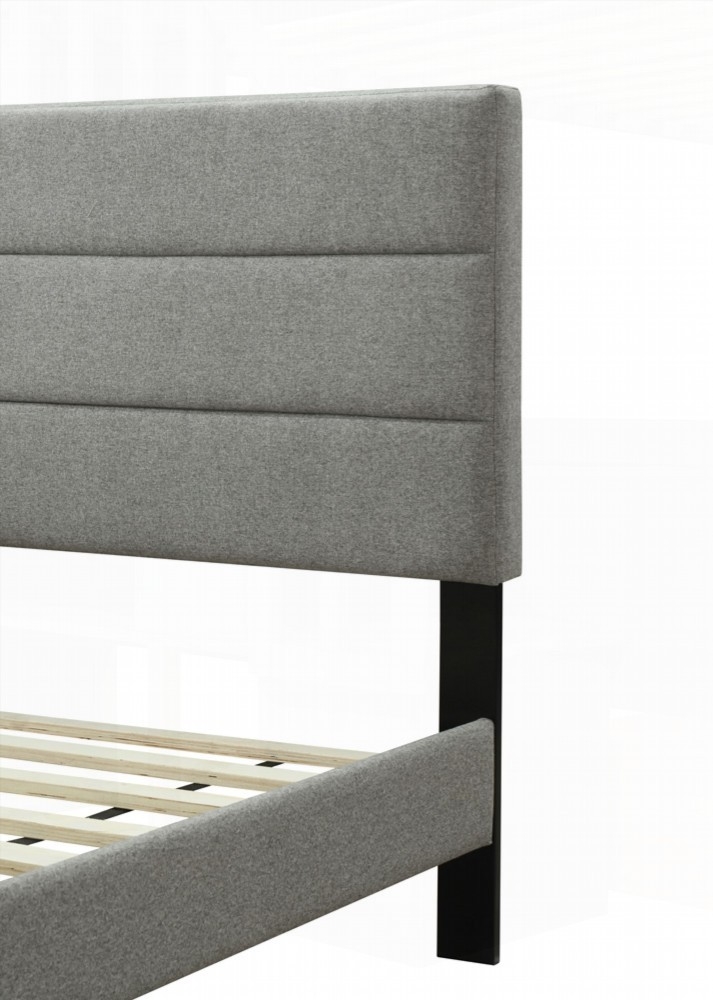 King Size Metal Platform Bed Frame with USB Charging, Gray for Master Bedroom
