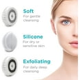 thumbnail image 2 of Cepillo de limpieza facial con 3 cepillos faciales intercambiables para limpieza, exfoliación y cepillo de silicona, estuche protector, inalámbrico, resistente al agua (Bombshell Blue), 2 of 7