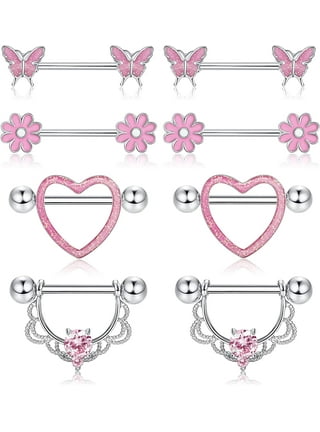 Jstyle 2 Pairs 316L Stainless Steel Nipple Rings Barbell Crystal Ball  Piercing Nipple CZ Tongue Rings 14G S