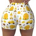 thumbnail image 2 of Daiia Gnomes Bees Pattern Women's Workout Shorts Biker Shorts - High Waisted Workout Spandex Tummy Control Gym Running Yoga Shorts-Large, 2 of 8