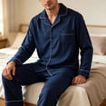 thumbnail image 6 of Iyufng Mens Grid Plaid Sleepwear 2 Piece Sets Collared Button Long Sleeve Shirts and Loose Lounge Pants Soft Home Night Sleepwear for Fall and Winter, 6 of 6
