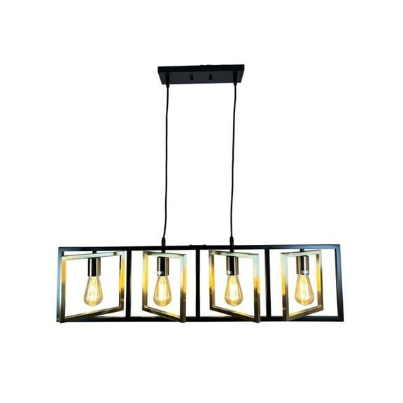 EQLight EQ21-KI-4L02 Itzae 4-Light Black and Brass Island Pendant