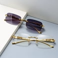 thumbnail image 4 of Gafas de sol cuadradas sin marco con decoración, gafas de sol de metal con cabeza retro para hombres y mujeres, 4 of 6