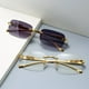 thumbnail image 4 of Gafas de sol cuadradas sin marco con decoración, gafas de sol de metal con cabeza retro para hombres y mujeres, 4 of 6