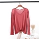 thumbnail image 5 of Autumn V Neck Tshirt Long sleeves Soft comfortable T-shirt Solid color Basic Bottoming Tee Tops O Neck undershirt, 5 of 5