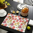 thumbnail image 4 of Colorful Strawberry Plants Fruit Leaf Summer Placemats Table Placemats Set Of 4-Linen Kitchen Washable Placemats Table Mats 11.8"x17.7" Non-Slip Heat Resistant, 4 of 6