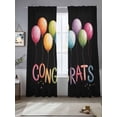 thumbnail image 2 of Graduation Season Sheer Curtains 2 Panels Set Colorful Balloon Celebration Black Sheer Window Curtains Light Filtering Rod Pocket Voile Drapes for Bedroom Living Room 52"X108", 2 of 8