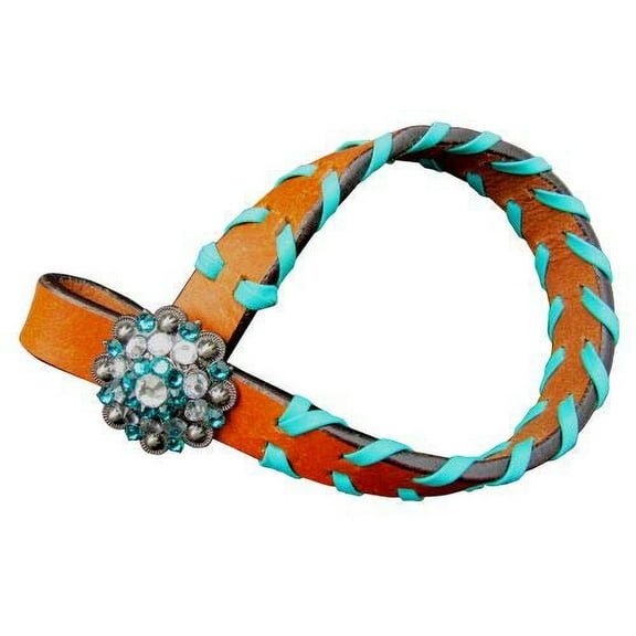 Teal Buckstitch Leather Tie Down Keeper