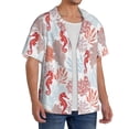 thumbnail image 2 of Rateoe Tropical Corals Seahorse Print Mens Front Pocket Hawaiian Shirts Casual Shirts Short Sleeve Button Down Beach Tropical Shirts-Large, 2 of 5