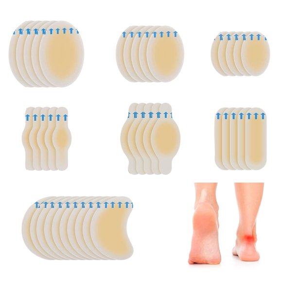 Graflsoa Multi-Size Gel Blister Pads for Feet, Hands, and Heels – Waterproof, Adhesive Protection for Friction Relief (40-Piece Set)