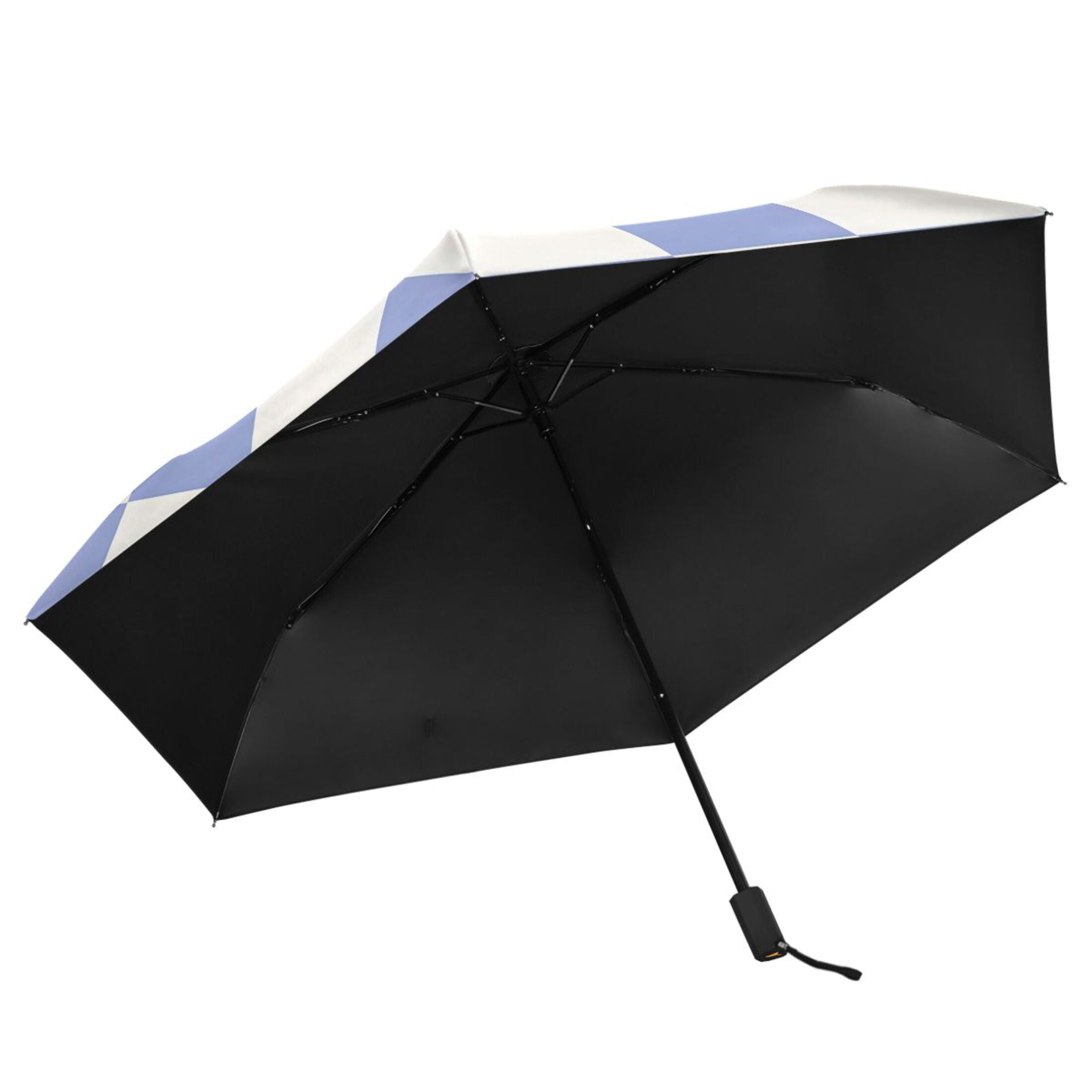 ALAZA Blue Checkered Grid Pattern UPF 50+ Compact Folding Umbrella for Rain Travel Umbrella Packable