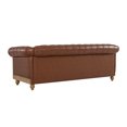 thumbnail image 2 of Noble House Glencoe Upholstered Tufted 3 Seater Sofa with Nailhead Trim, Cognac Brown and Natural, 2 of 12