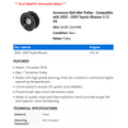 thumbnail image 2 of Accessory Belt Idler Pulley - Compatible with 2003 - 2009 Toyota 4Runner 4.7L V8 2004 2005 2006 2007 2008, 2 of 2