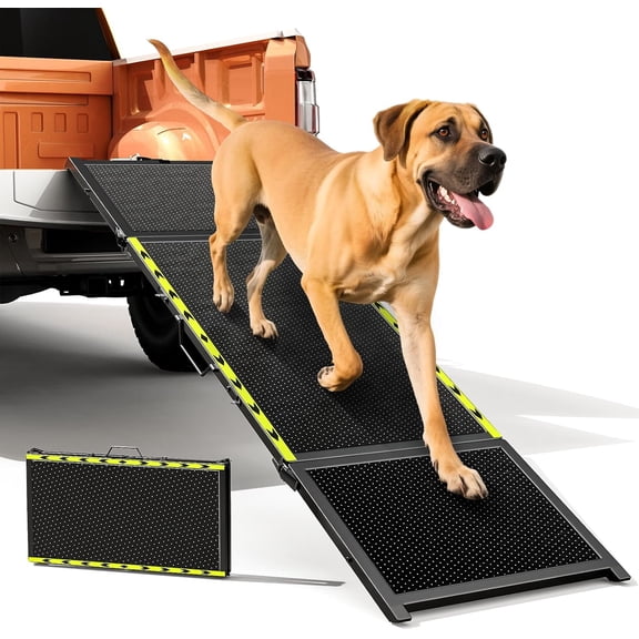 74'' L & 20'' W Longest Dog Ramp for Car - Extra Wide Portable Pet Dog Ramps for Large Dogs, Dogs Cars Ramp for Car SUV/Truck/RV/Bed, Lightweight Ramps with Non-Slip Mesh Up to 280LBS, Black