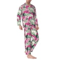 thumbnail image 2 of Honeii Orchids Flowers Pattern Mens Pajamas Set,2pcs Men's Lounge Long Sleeve Sleep Shirt and Pajama Bottoms Sleepwear Set,Mens Pjs Sets-Large, 2 of 7