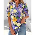 thumbnail image 2 of BTFBM Summer Blouses for Women Dressy Casual Fashion Spring Tops Floral Boho V Neck Puff Short Sleeve Top Shirts, 2 of 7