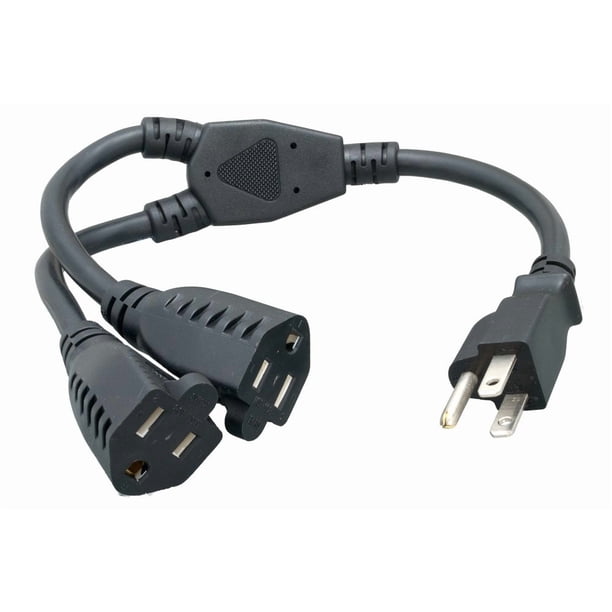 Extensión y divisor de cable de alimentación Cablelera NEMA 5-15P a NEMA 5-15R x 2