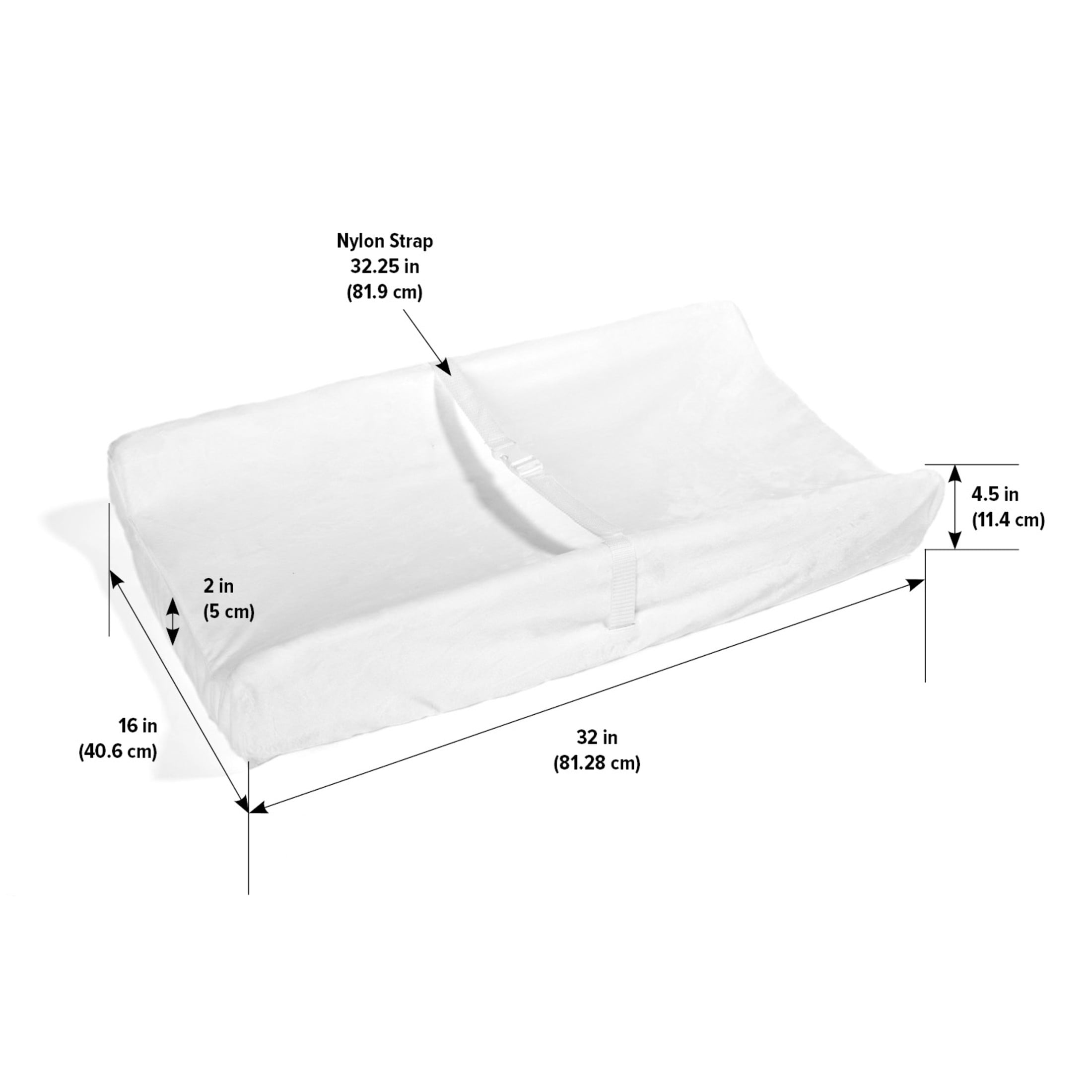 Badger Basket Badger Basket Contoured Foam Diaper Changing Pad with Removable Cover for Babies, White